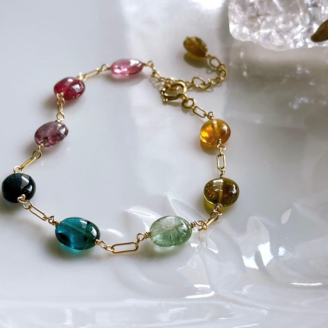 Kaya◆マルチカラートルマリンブレスレット✧14kgf