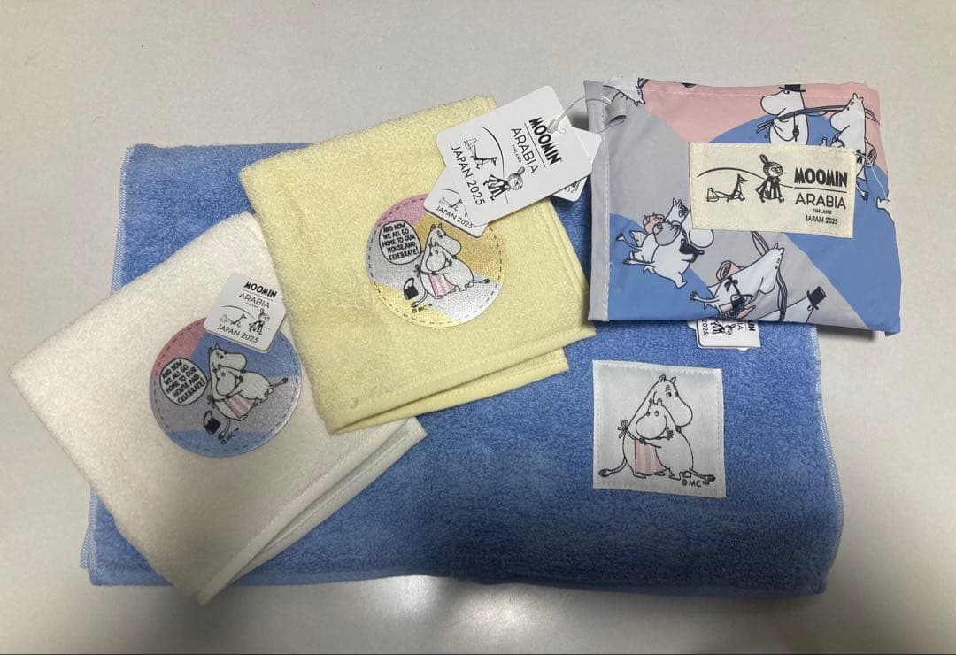 万博　ムーミン タオル、タオルハンカチ、エコバッグ