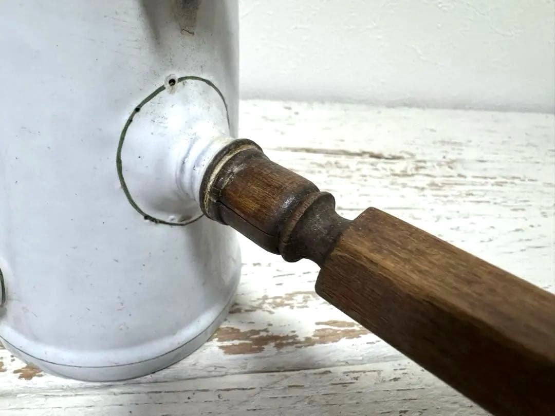 フランスアンティーク BB社 エナメル ホーローポット 薔薇柄 ショコラティエ