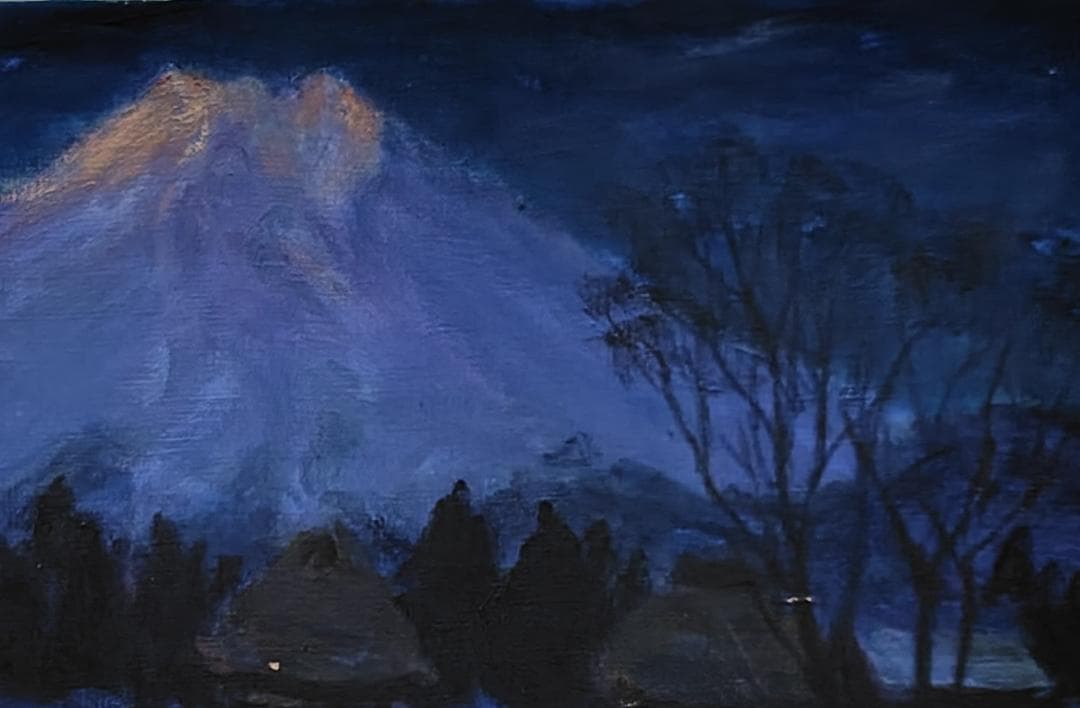 「黎明富士」忍野村 油絵 F4 絵画 油彩画 風景画 アート 富士山