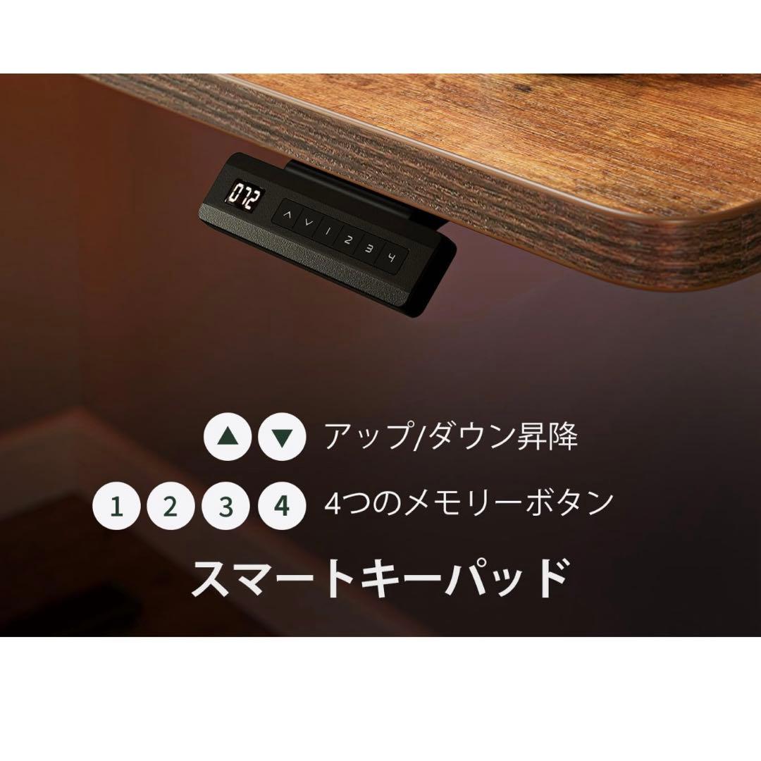 FEZIBO 昇降デスク 120x60cm 電動式 スライダー付 ブラウン