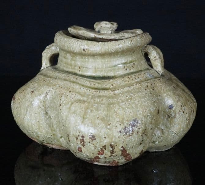 【本物保証】坪島土平　廣永窯　古風伊賀水指　本人作　茶道具　共箱　川喜田半泥子