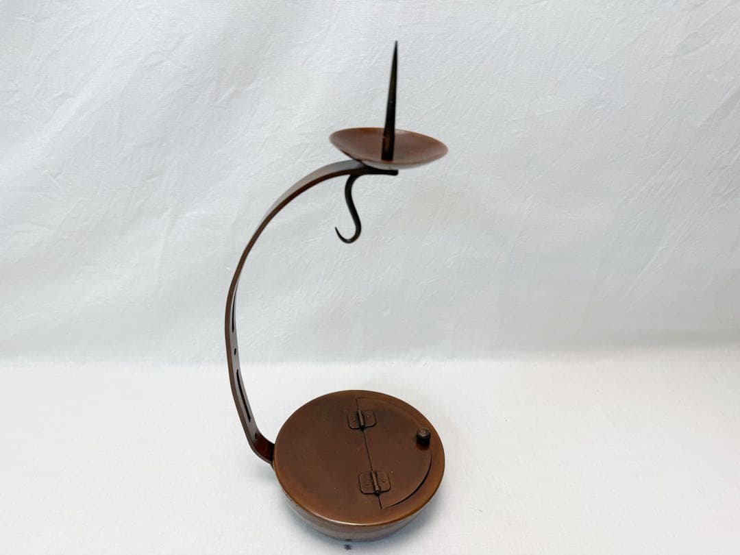 未使用 茶道具 銅製 手燭 燭台 蝋燭立て 夜咄 膳燭 紙箱