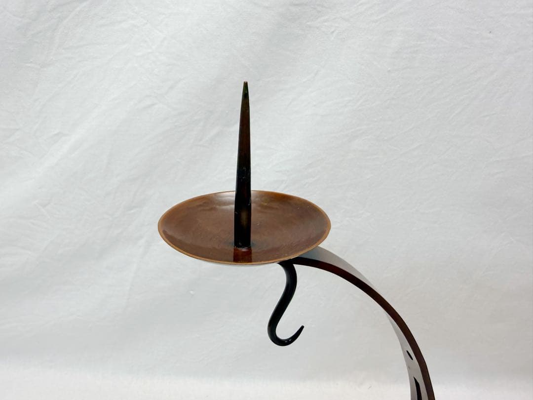 未使用 茶道具 銅製 手燭 燭台 蝋燭立て 夜咄 膳燭 紙箱