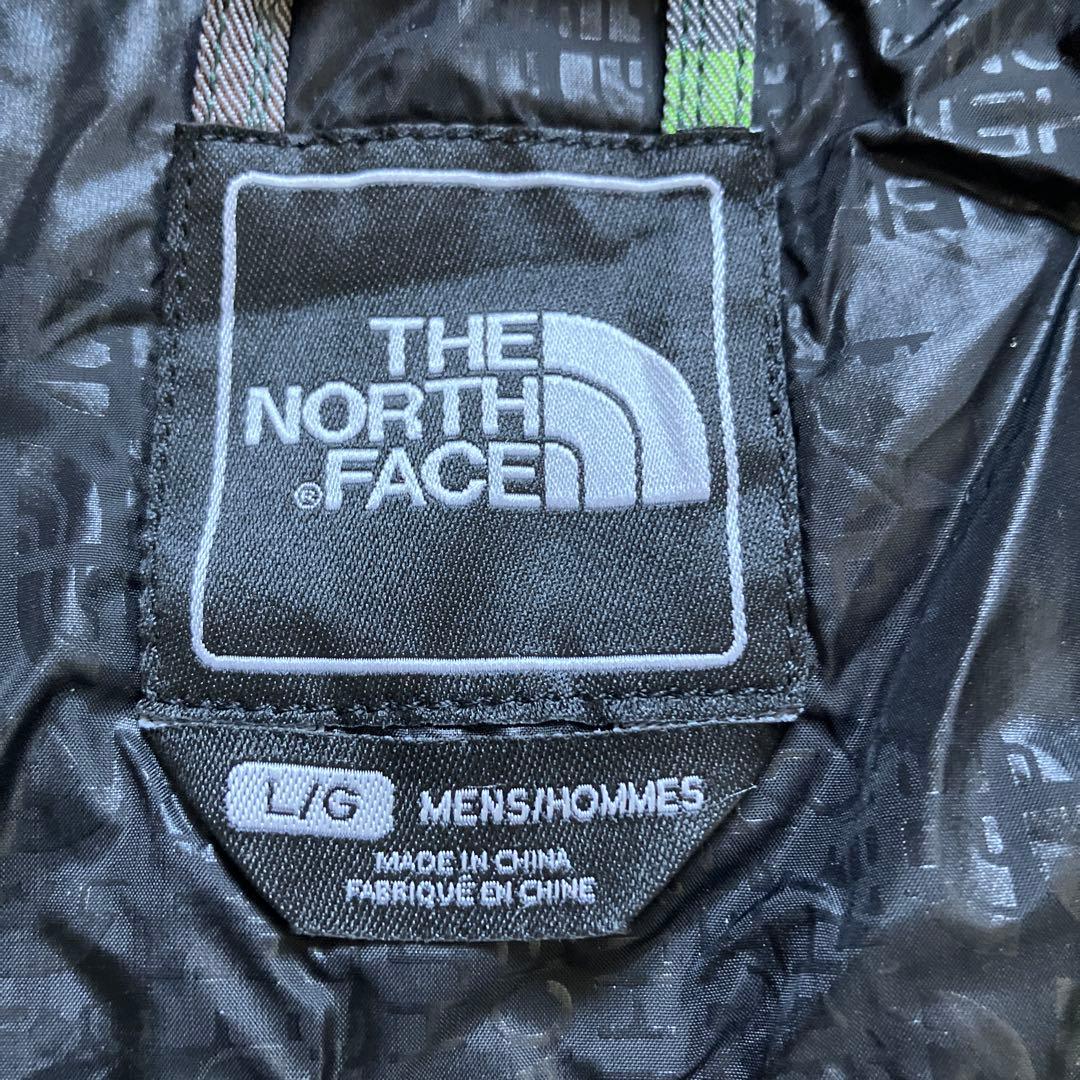 ノースフェイス スノーウェア ジャケットグリーン×ブラウン 裏地総柄 Lサイズ