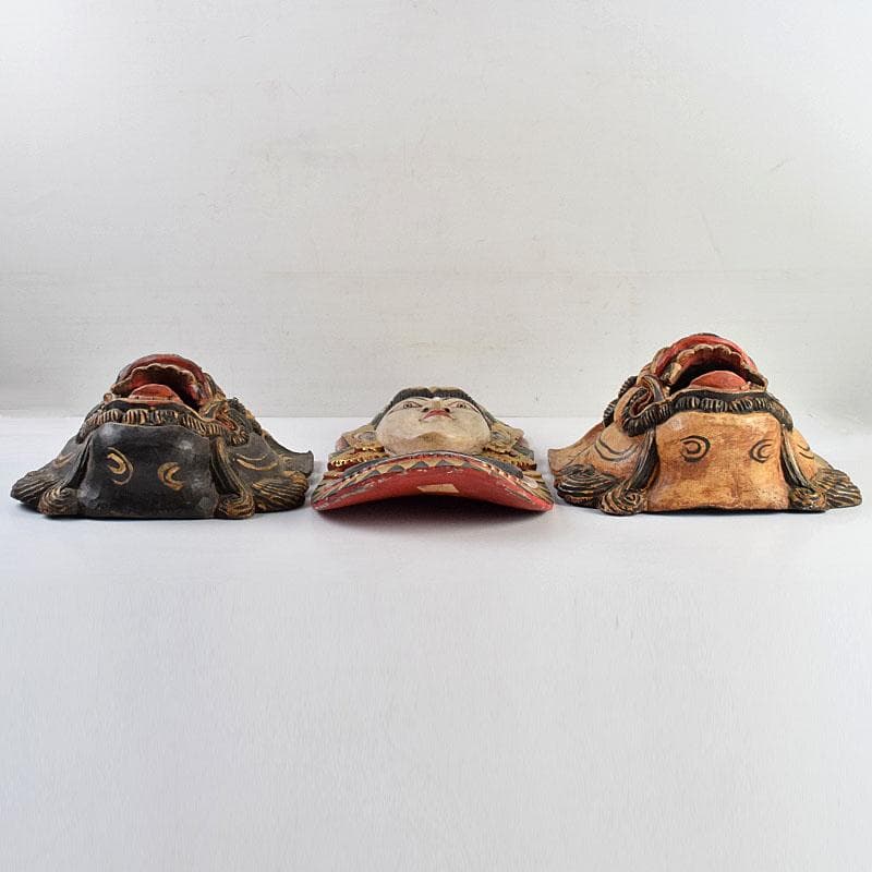 バリ島　インドネシア　彩色木彫　面　マスク　3点まとめて　N　R9428B