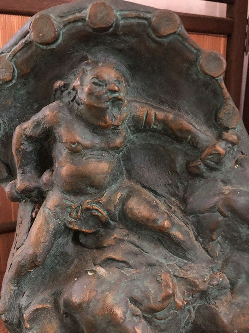 希少 時代 雷神像 仏像 銅製 ブロンズ 北村西望 文化勲章受賞 日本芸術会員