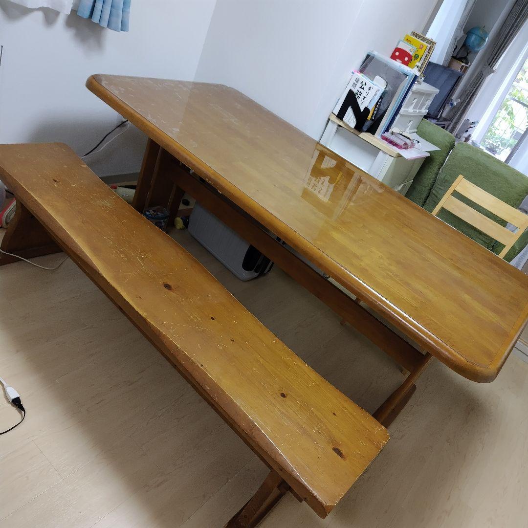 美品⭐3点セット✨木製ダイニングテーブルとベンチセットとダイニングチェア1つ