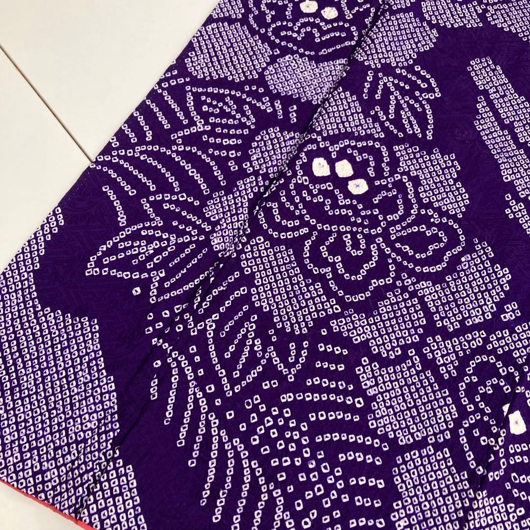たべたいこ様 振袖 総絞り 鹿子絞り 紫単色 裄68 素敵なデザインT-5076