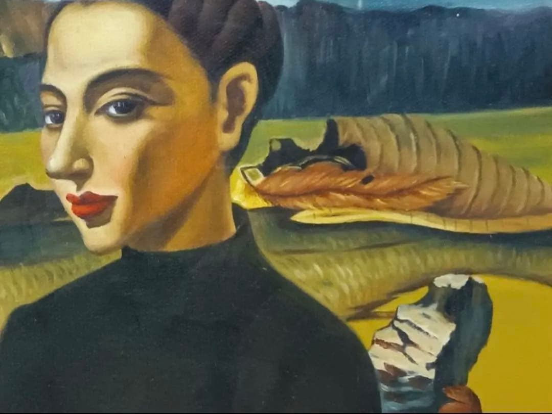 古沢岩美　油絵　F8号　額寸約58×52cm