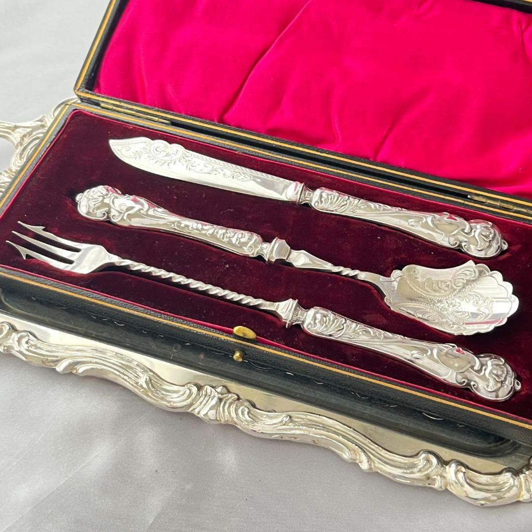 【英国】【純銀ハンドル】プレザーブスプーン / ピクルスフォーク /バターナイフ