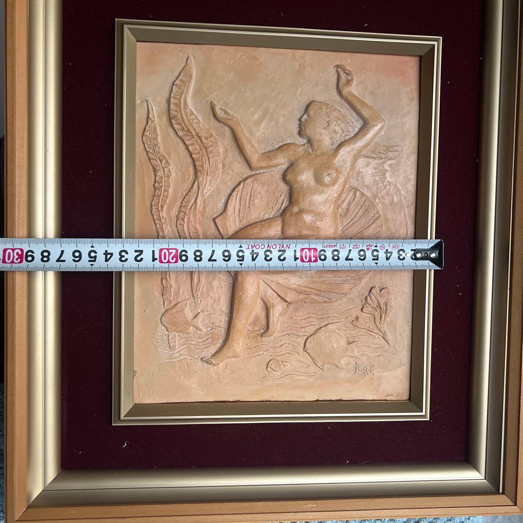 Kei女性像 レリーフアート ゴールドフレーム 陶芸 竹下慶一