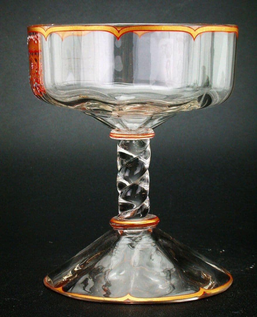 エミール・ガレ★エナメル彩★花装飾文★キャビネットグラス