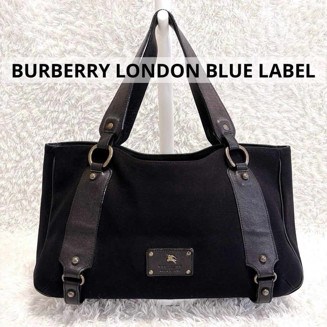 【美品】バーバリー ブルーレーベル トートバッグ ブラック レザー ホースロゴ