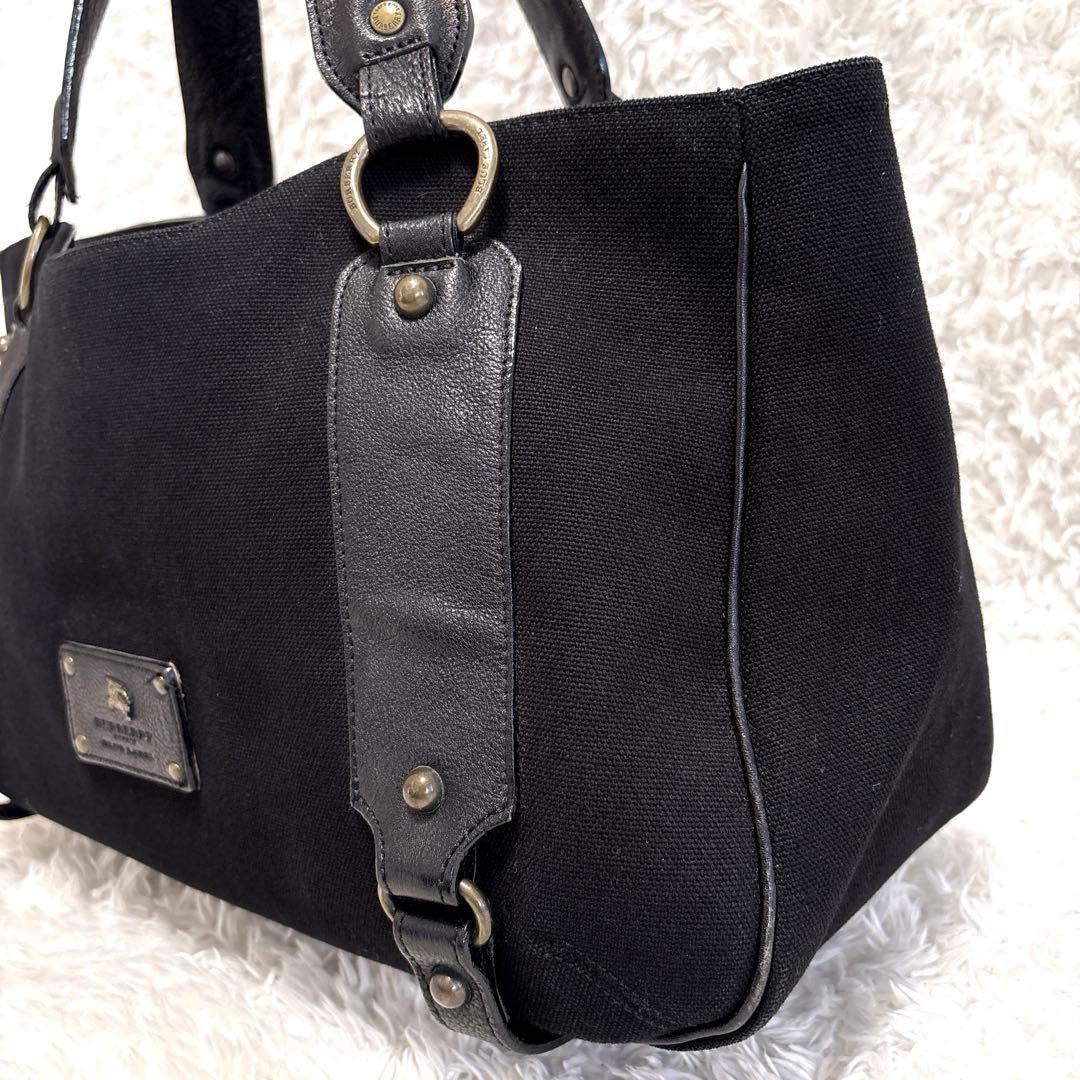 【美品】バーバリー ブルーレーベル トートバッグ ブラック レザー ホースロゴ