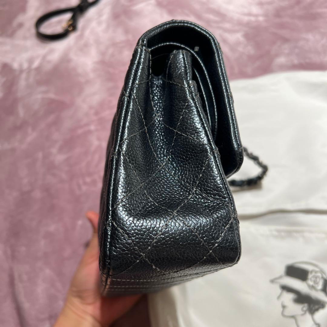 CHANEL マトラッセ キャビアスキン チェーンショルダーバッグ ダークグレー