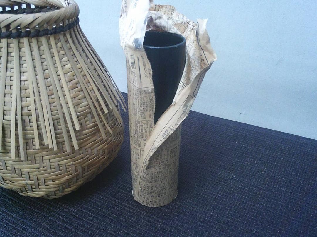 高級感有り！【竹籠　花籠　竹細工　花入　花器　彫り銘・E23・茶道】★インテリア