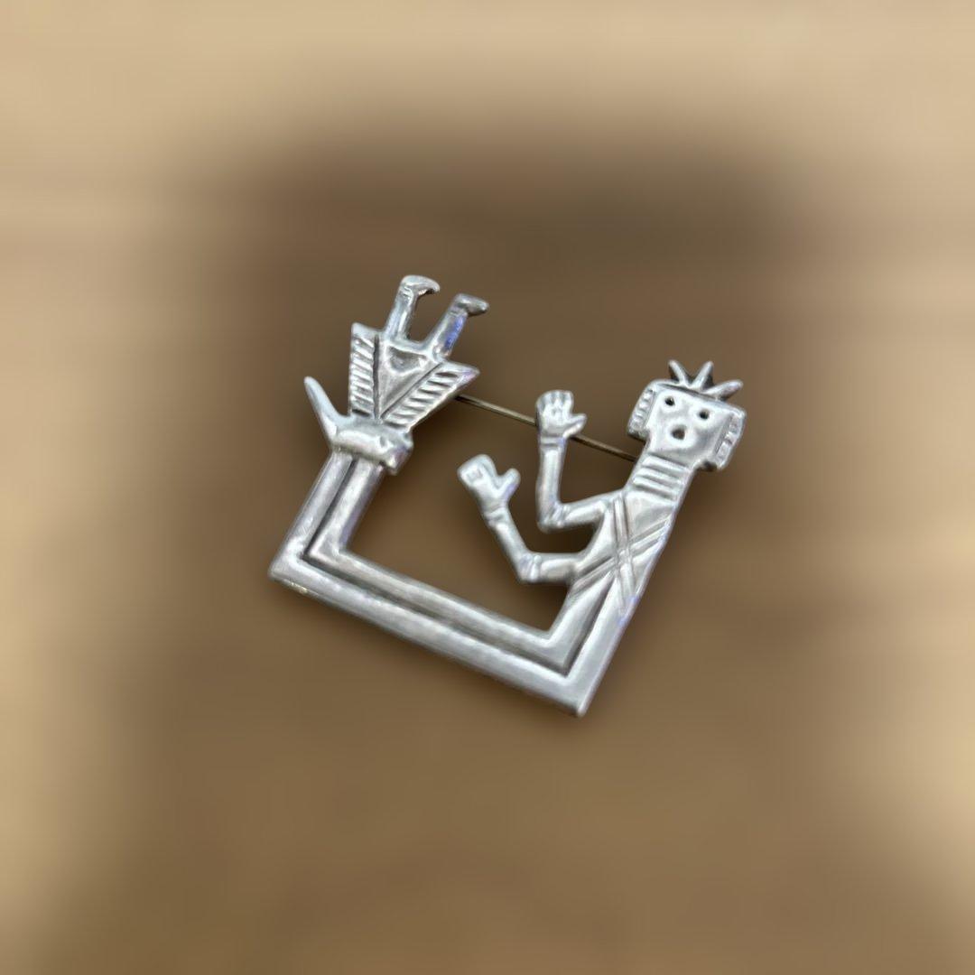 ヴィンテージ　ナバホ族　シルバー 　ピン ブローチ　ネイティブアメリカン