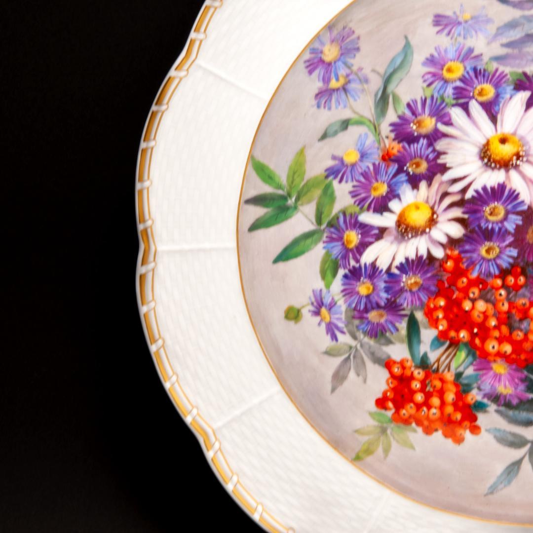 マイセン 金彩 「夏の花束」アルトツィアレリーフ 絵皿 直径 34.5センチ