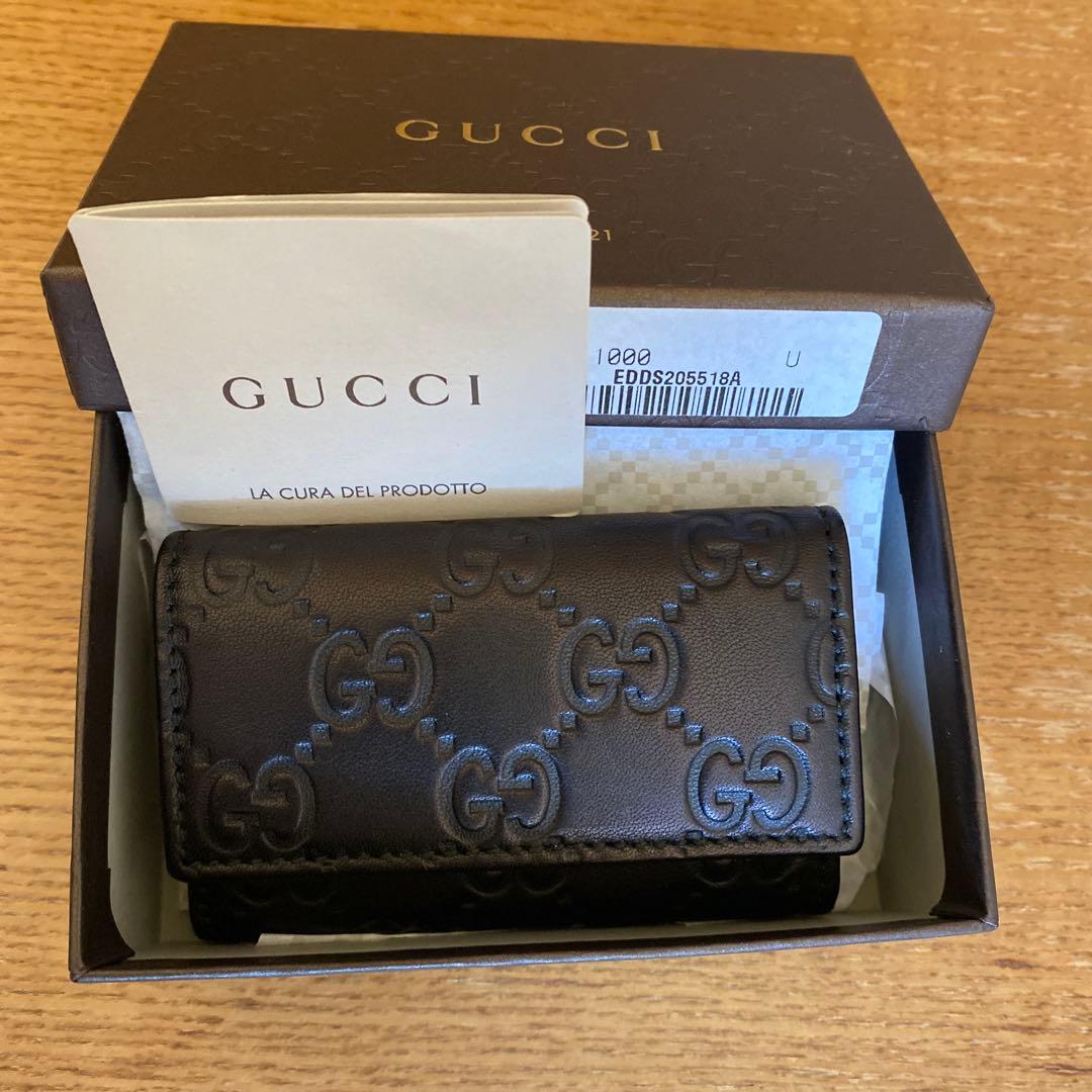 GUCCI 138093グッチキーケース レザー 黒 6連