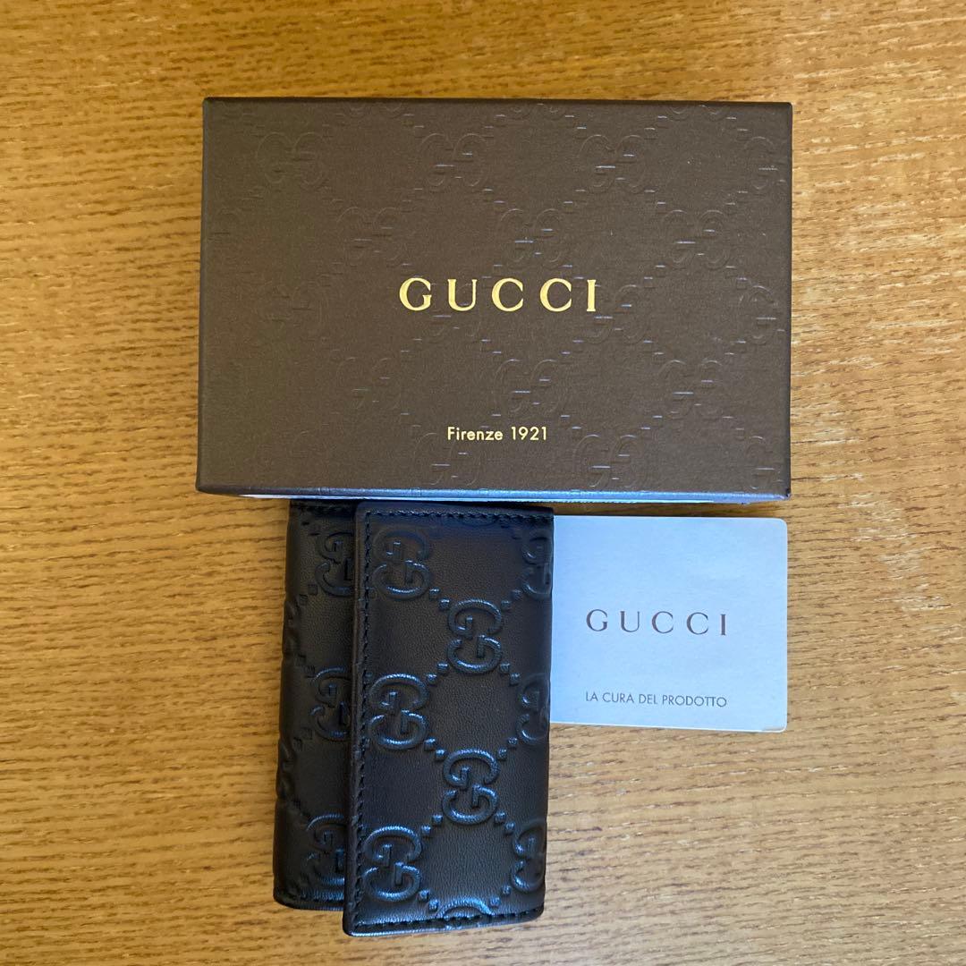 GUCCI 138093グッチキーケース レザー 黒 6連