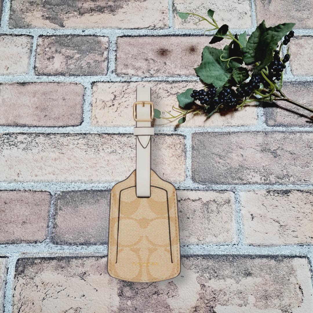 【正規品】 COACH ネームタグ ラゲッジタグ ライトカーキ×チョーク