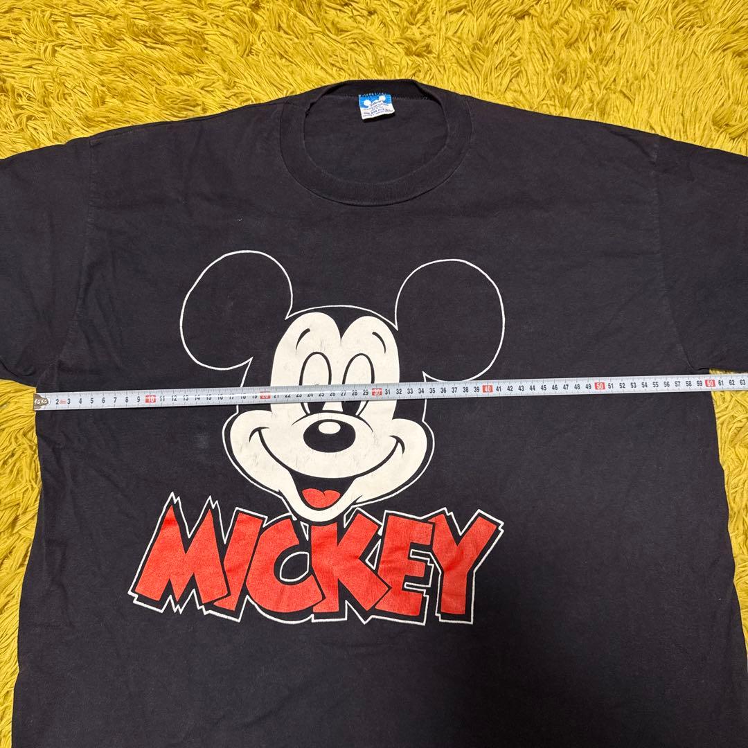 棚*K様 80sヴィンテージミッキーマウスフェイスTシャツ黒XLフェードdisn