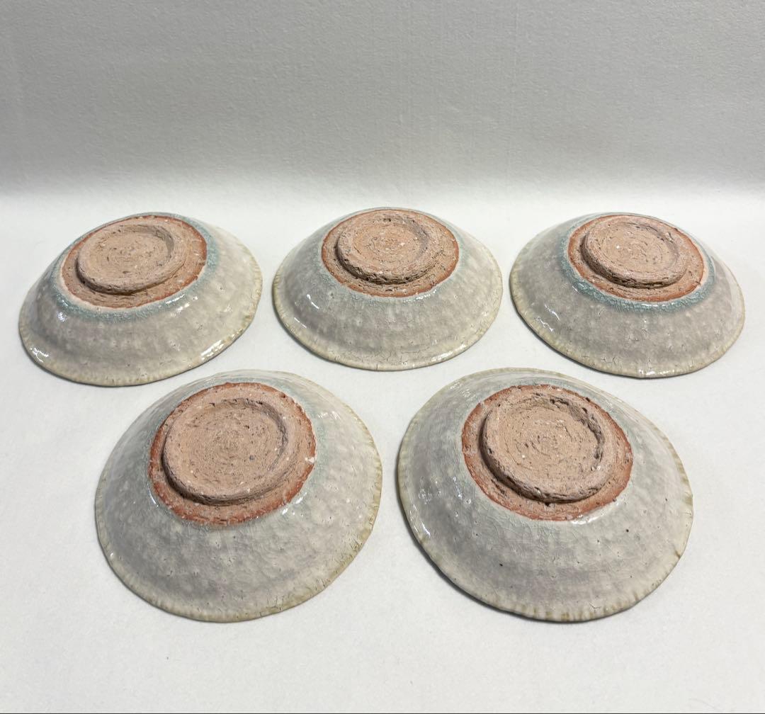 信楽焼 鈴木厳 中鉢 中皿 5客 灰釉 紫釉 和食器 作家物 厳 在銘