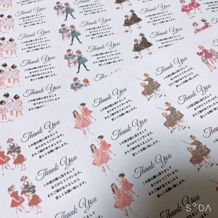 【サンキューシール】③レトロガール　ファション　10枚