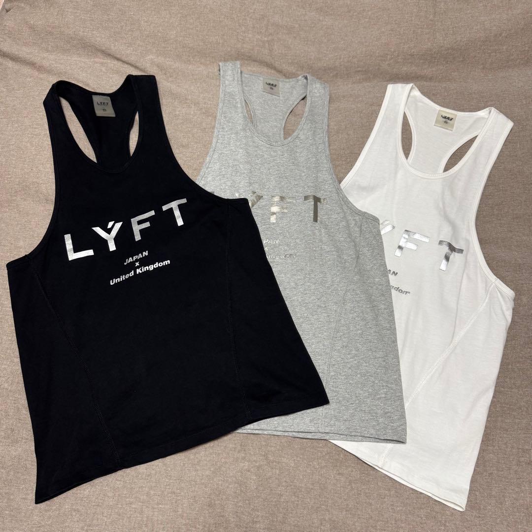 【3枚セット】LYFT タンクトップ Sサイズ 黒白グレー