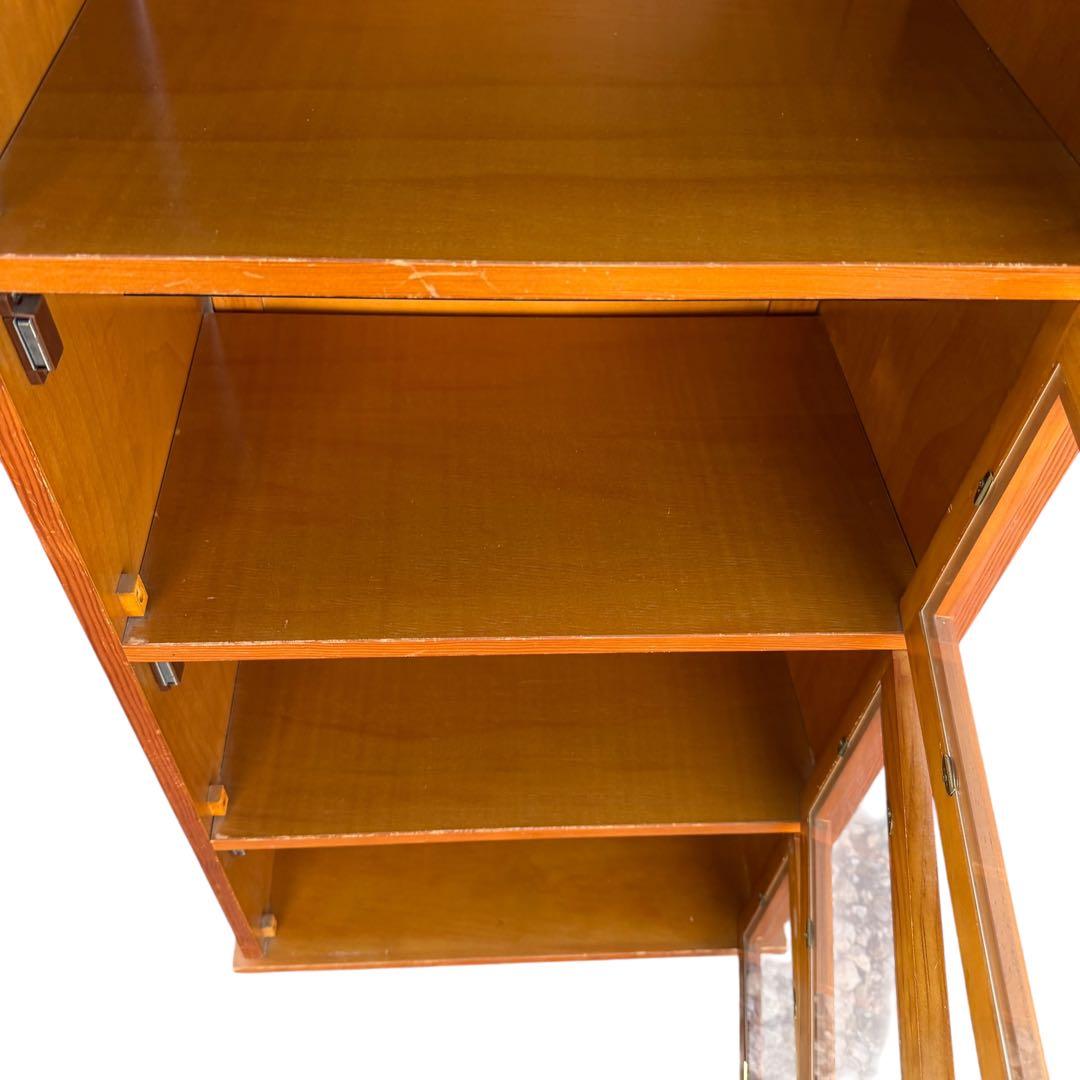 両面開き キャスター付 レトロ木製キャビネット