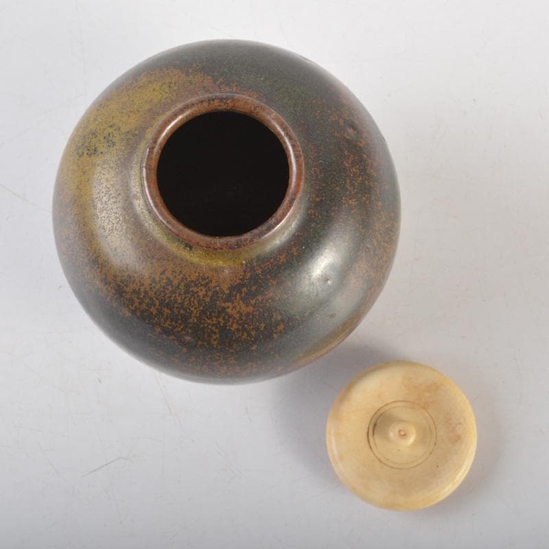 茶道具　丹波焼　市野信水作　茶入　共箱　V　6507