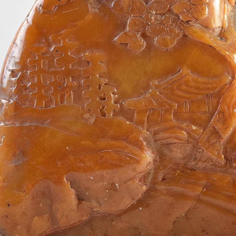 中国　篆刻　玉石田黄石彫刻　山水刻　印材　置物　Y　R8542