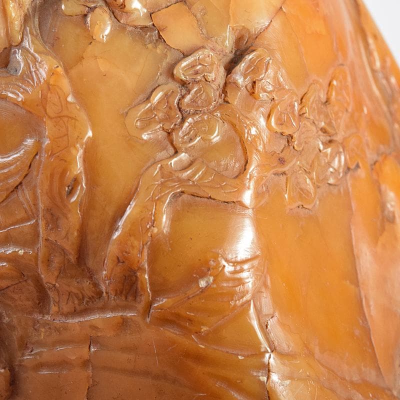 中国　篆刻　玉石田黄石彫刻　山水刻　印材　置物　Y　R8542