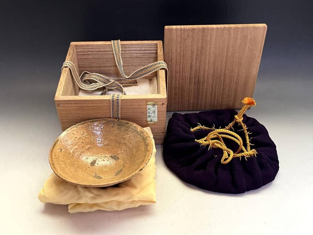 茶碗■清水六兵衛 古京焼 京、古清水 夏茶碗 古いお茶道具 仕覆 時代物 骨董■