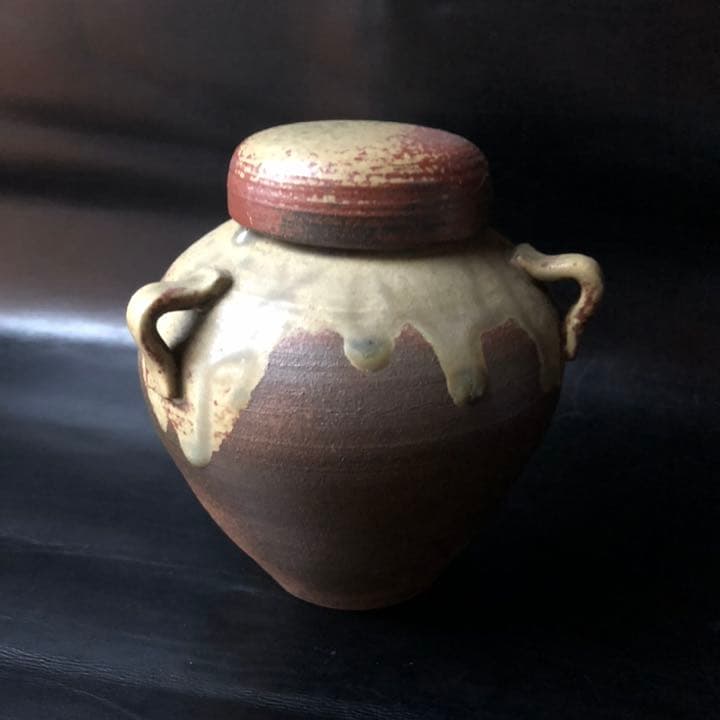 蔵から凄い雰囲気のあるフタ付きの壺が出てきた、茶道具、古美術品、壷、中国骨董