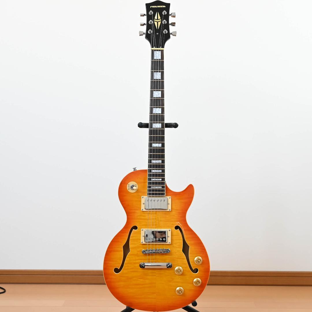 PLAYTECH レスポール型 Fフォール エレキギター サンバースト G006