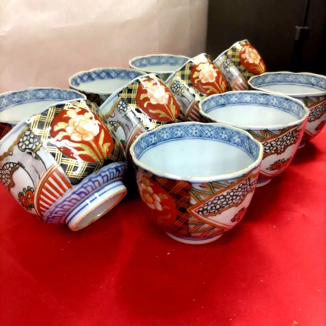 有田焼　伊万里焼　古伊万里　金彩　色絵　向付　蕎麦猪口　湯呑み　10客セット　②