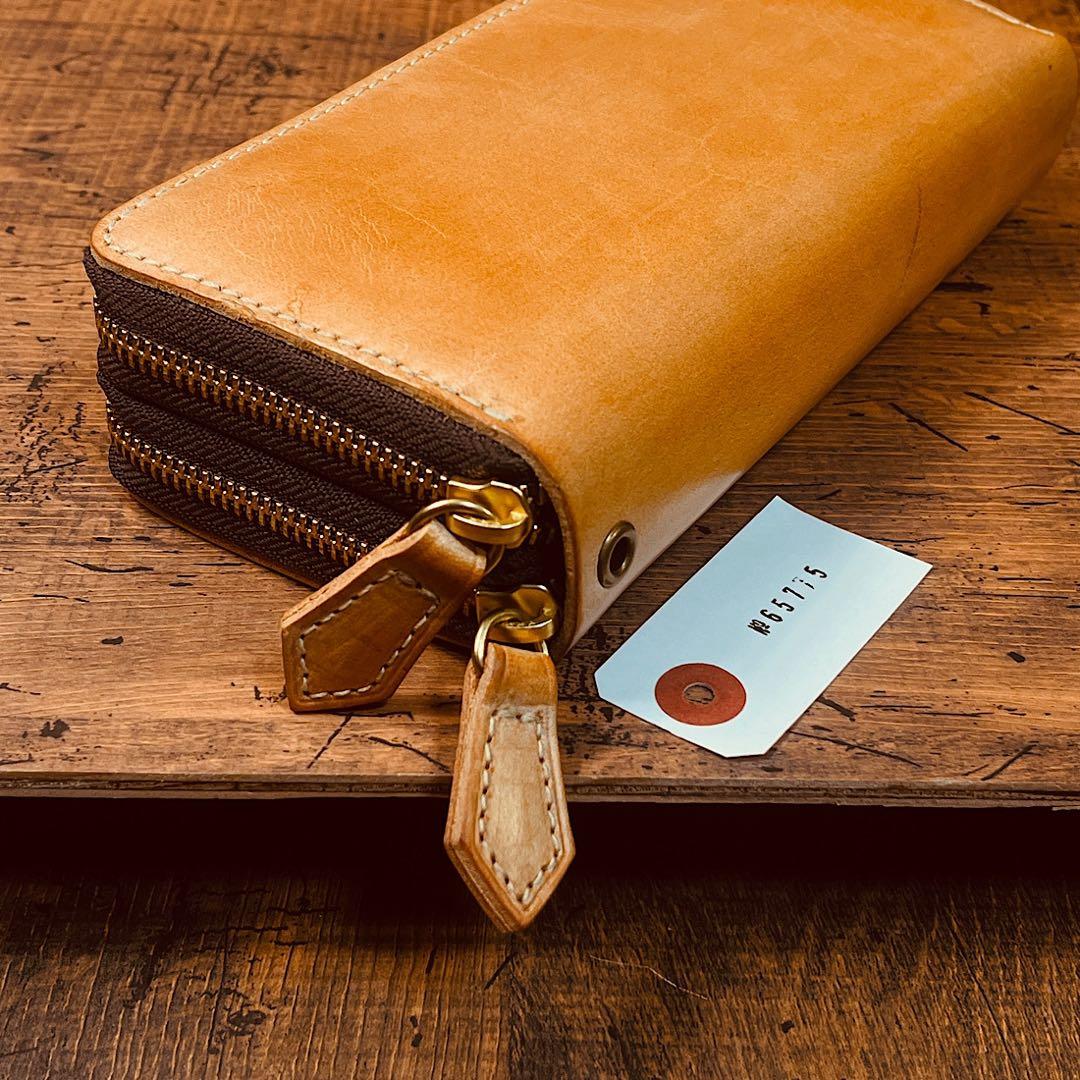 ブライドルレザー メンズ 長財布 ダブルファスナー ラウンドファスナー