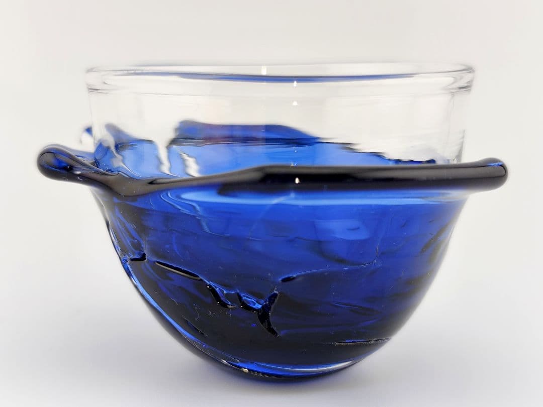 未使用美品☆由水常雄 破れガラス 被せガラス ぐい呑（切子、江戸切子、薩摩切子）