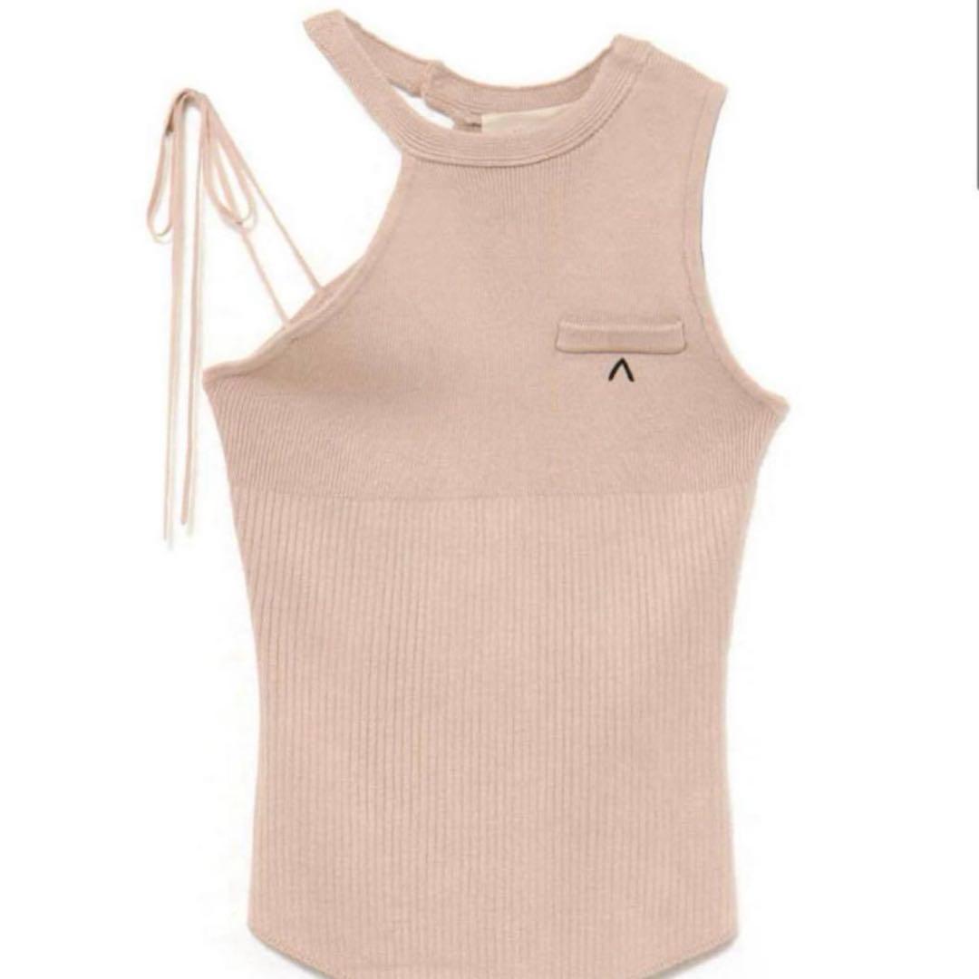 トップス ANDMARY Angie ribbon tank pink beige