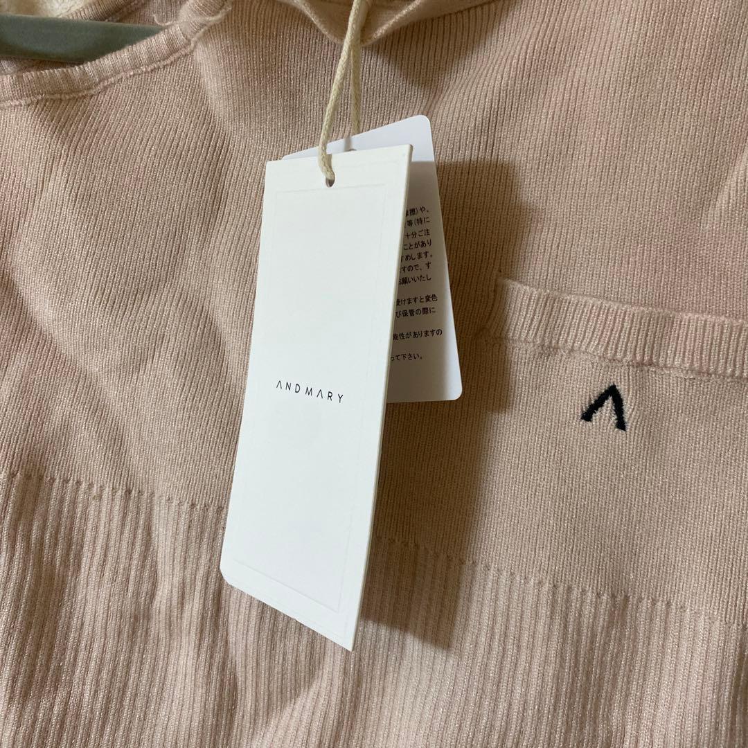 トップス ANDMARY Angie ribbon tank pink beige