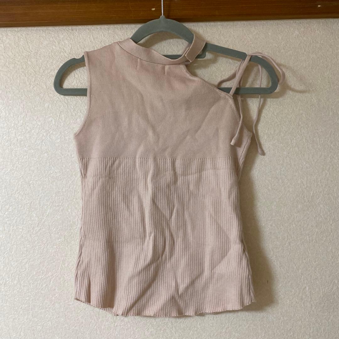 トップス ANDMARY Angie ribbon tank pink beige