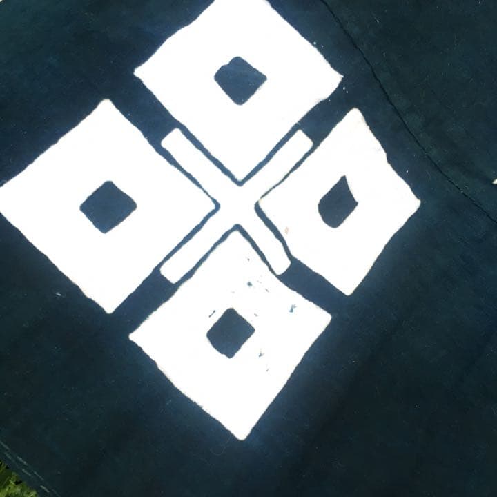 筒描き 藍染 風呂敷 4巾　布団　古布