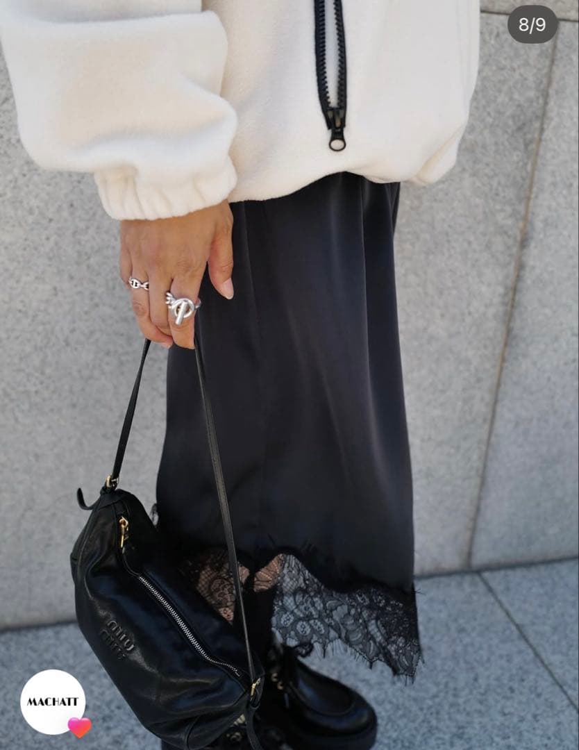 完売品machattレースサテンスカート新品