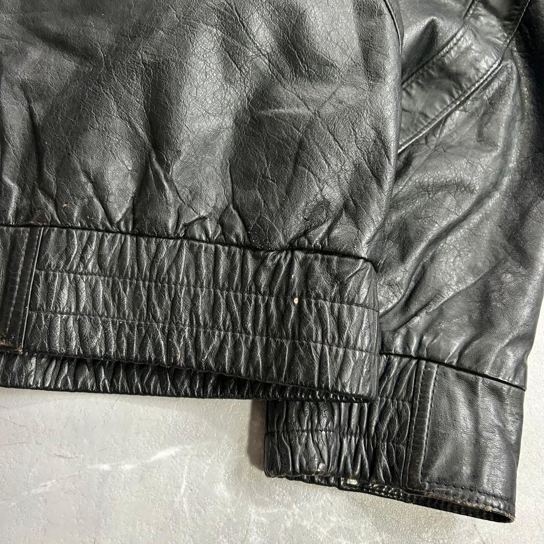 80s OLD レザージャケット ドリズラー スウィングトップ 短丈 古着 黒