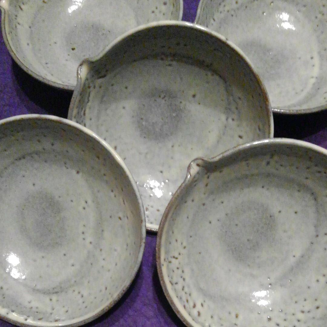 信楽焼　もみ灰釉片口中鉢五客揃