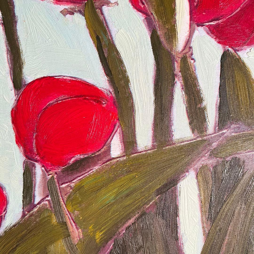 手書き油絵 チューリップ 額付 絵画 インテリア 油彩画