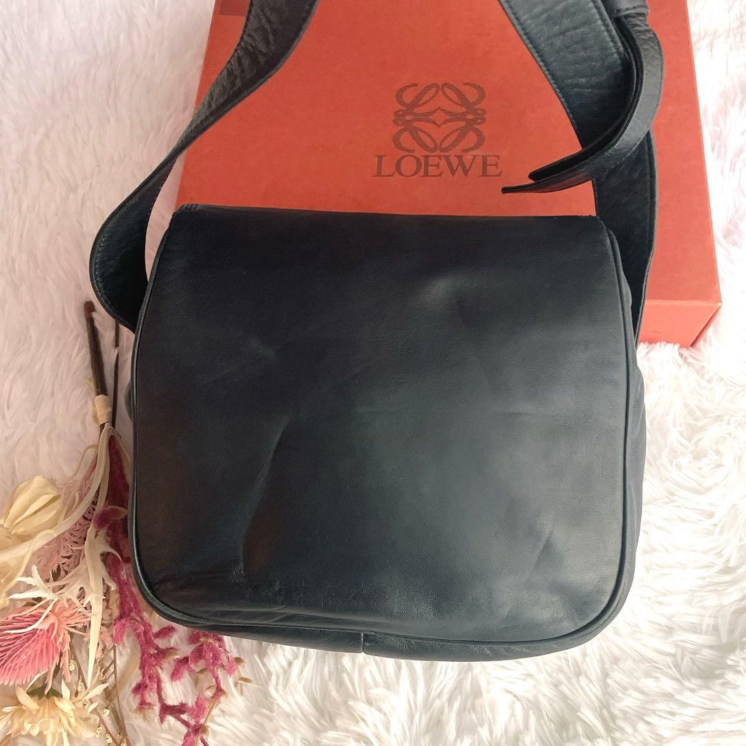 希少⭐︎LOEWE ネイビー アナグラム ナッパレザー 本革 ショルダーバッグ