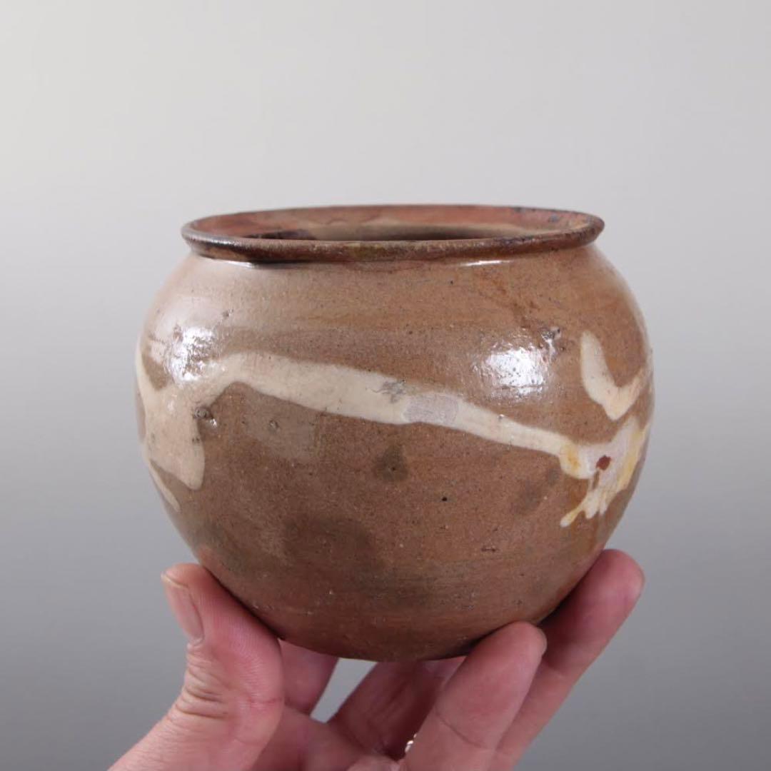 丹波 白化粧土流し 小壺 茶碗 古美術 古道具 アンティーク 古丹波